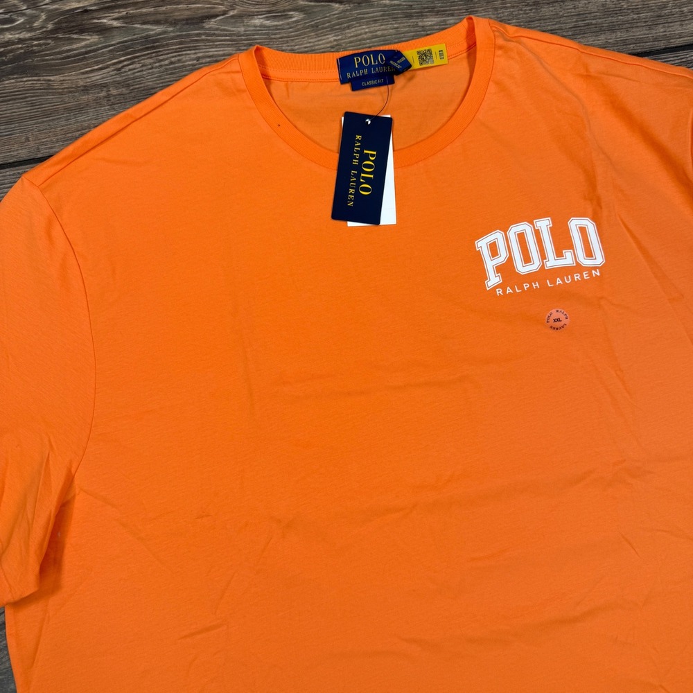Polo Ralph Lauren Mens Size XXL Classic Fit Orange Logo Graphic T-Shirt NWT